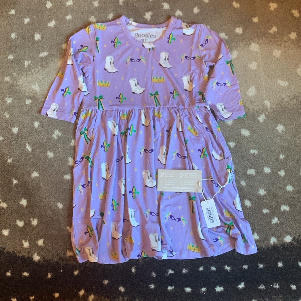 Goosies Purple 3/4 Sleeve Mardi Gras Dress Size: 4T